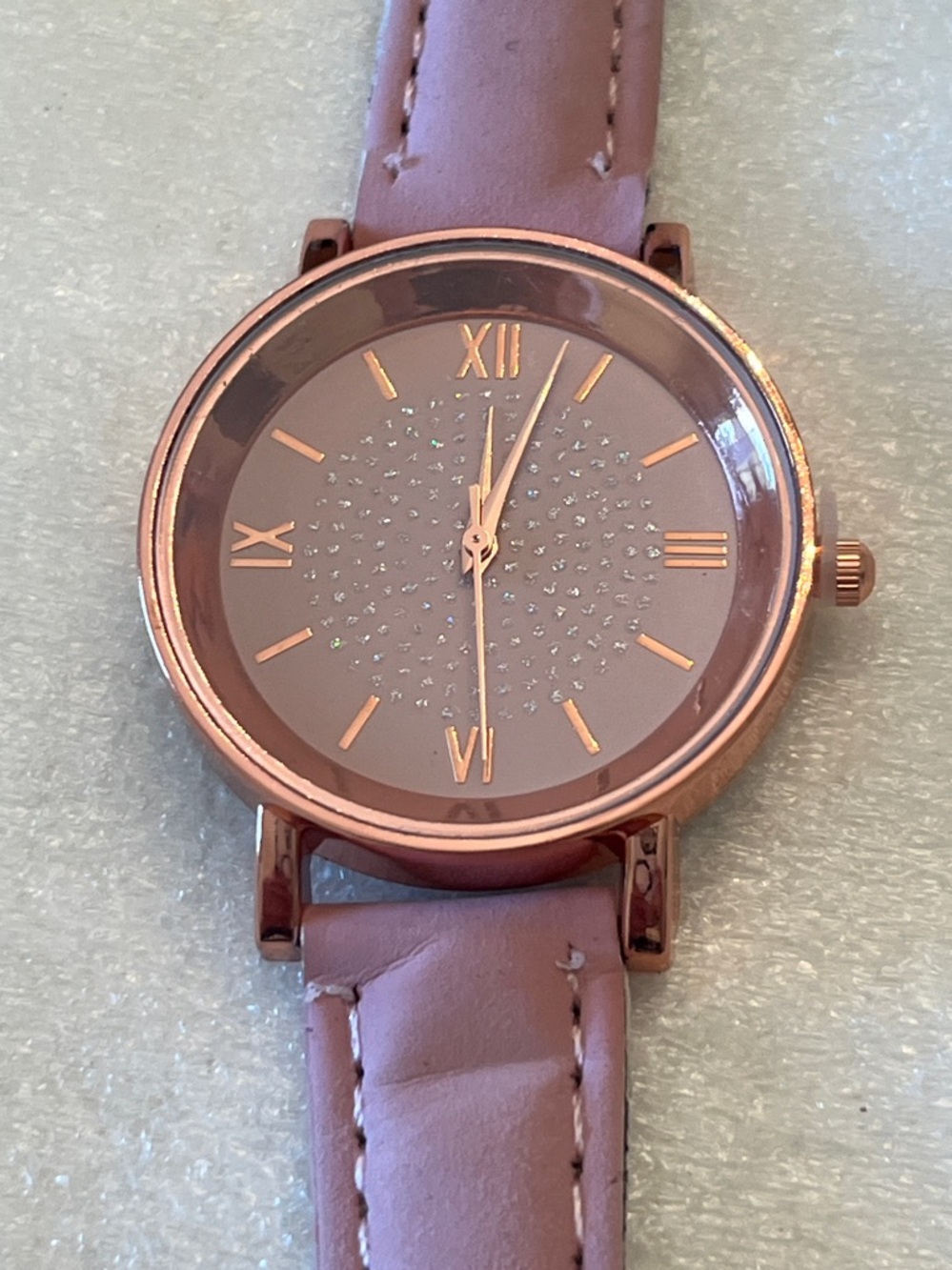 Mauve Pink Strap Watch with Rose Gold Dial